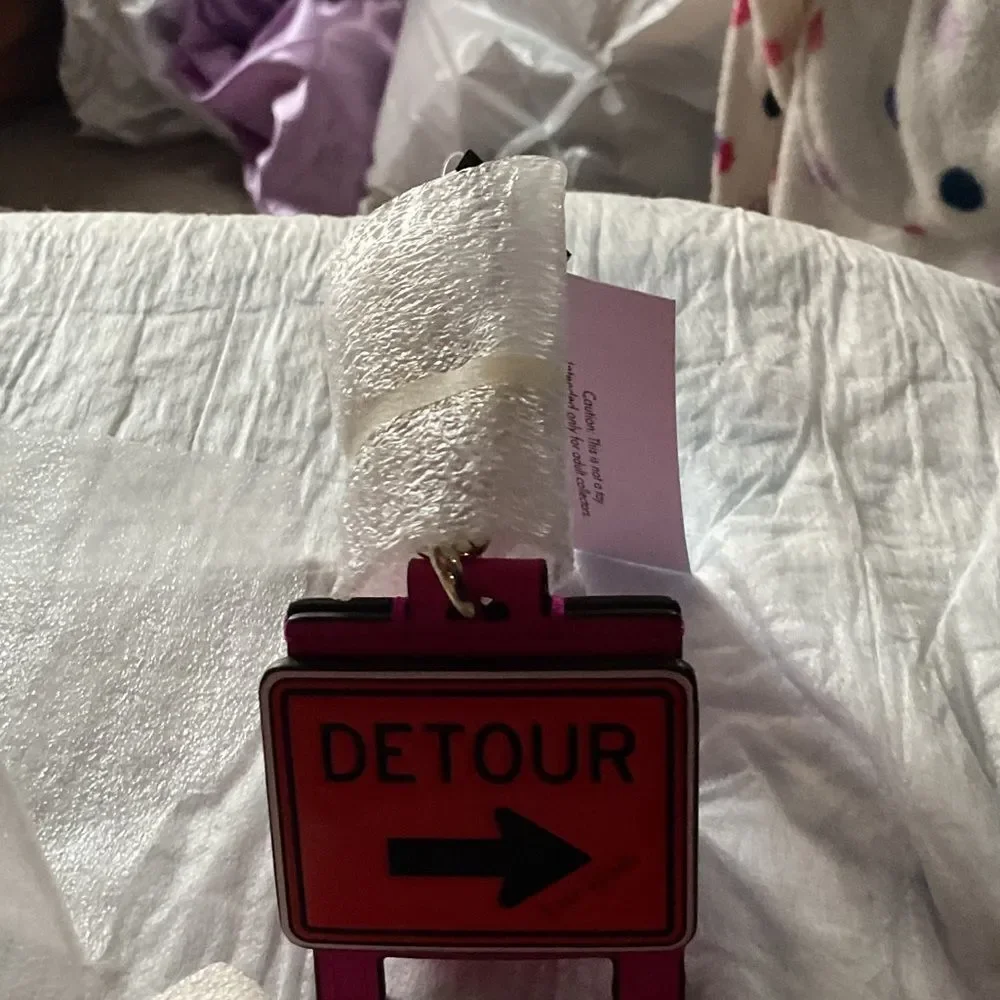 kate spade Orange and Black Detour Sign Key/Fob Holder